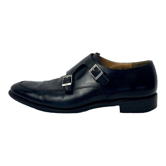 Salvatore Ferragamo Other - Salvatore Ferragamo Black Leather Almond Toe Buckle Detail Loafers Size 9.5